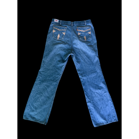 Vintage 1970s Levi’s SF 207 Wide Leg Jeans Corduroy Inlay Pockets Blue Denim - Picture 1 of 8